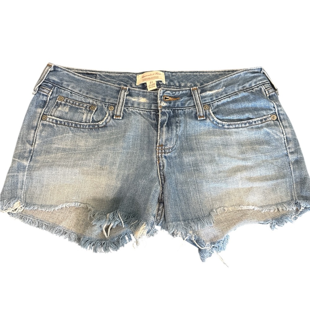 Abercrombie & Fitch Blue Jean Shorts with Frayed Hem